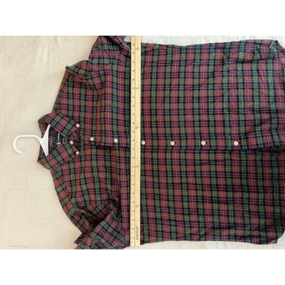 Ralph Lauren Classic Fit Button Down Shirt Mens M Red Green Tartan Plaid‎ Cotton - Picture 7 of 8
